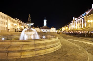 Bialystok with fountain at night, Poland clipart