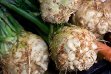 Fresh celeriac on the market clipart