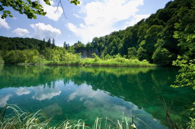 Beautiful lake in forest, Plitvice, Croatia clipart