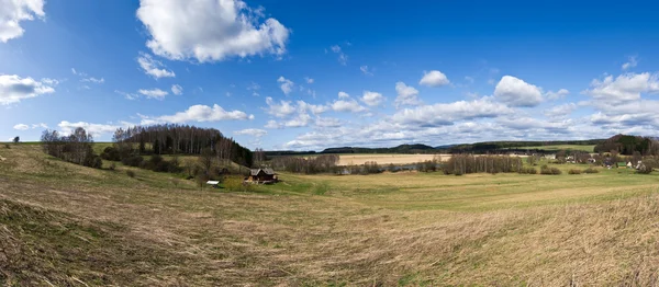 Spring panorama with countryside view — Stok fotoğraf