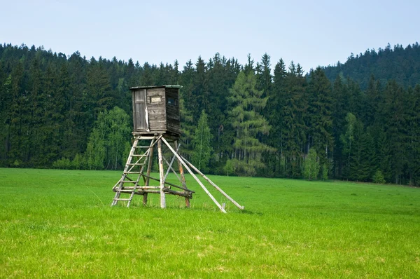Torre de caça perto da floresta — Fotografia de Stock