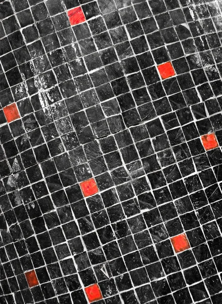 黑色马赛克与几个红色块 — 图库照片