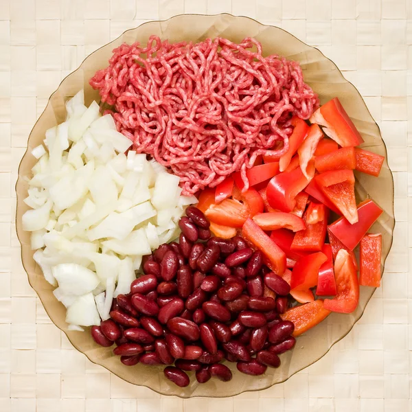 Ingredienti per peperoncino con carne — Foto Stock