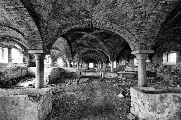 Antigo estábulo abandonado em ruínas — Fotografia de Stock