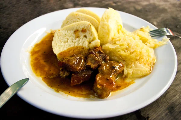 Czech stew with cabbage and dumpling — Stock Photo, Image