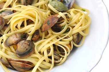 Midye ile Deniz Ürünleri makarna Spagetti Linguine, Deniz Ürünleri Kokteyl yakın