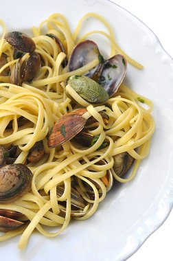 Midye ile Deniz Ürünleri makarna Spagetti Linguine, Deniz Ürünleri Kokteyl yakın