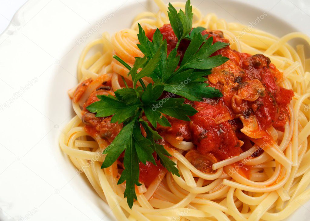 Linguini and seafood