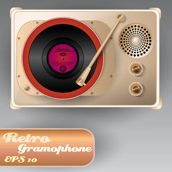 Hermoso Gramófono Retro — Vector de stock