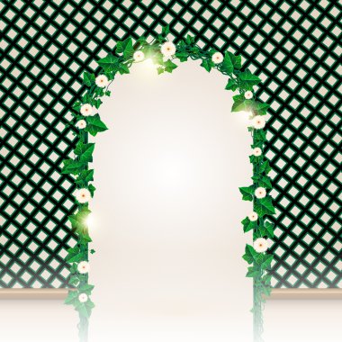 Beautiful Flower Decorated Ivy Leaf Gate clipart