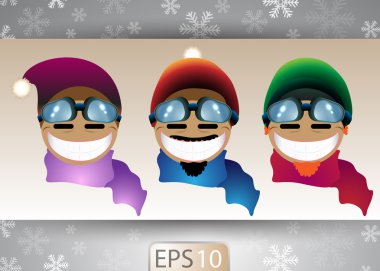 Winter Themed Big Grim Faces clipart