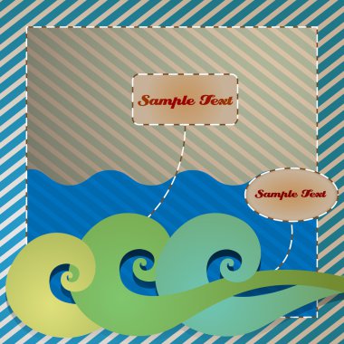 Vintage Beach Themed Greeting Card clipart