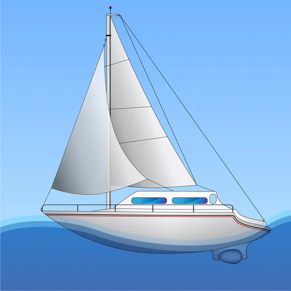 Beautiful Sailing Boat Illustration — Stock Vector