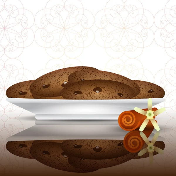 Illustration de biscuits à la vanille et à la cannelle — Image vectorielle