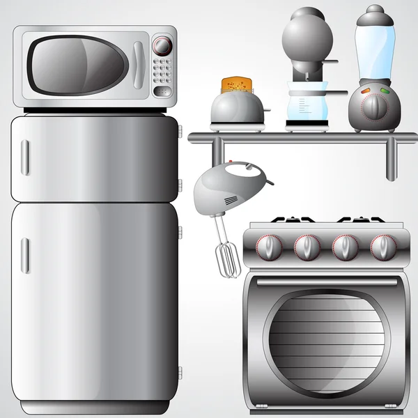 Bela cozinha Eletrodomésticos Ilustração — Vetor de Stock
