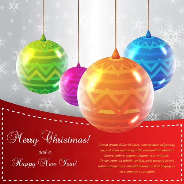 Christmas Card with Colorful Globes — Stock Vector