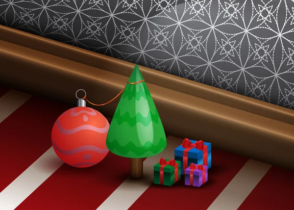 Beau fond de Noël avec petit pin — Image vectorielle