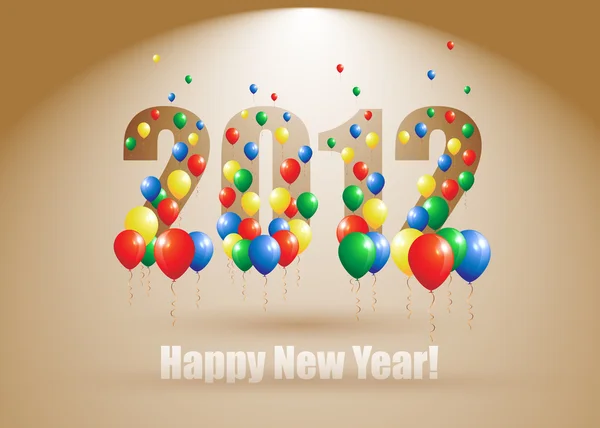 新年快乐背景与气球 — 图库矢量图片