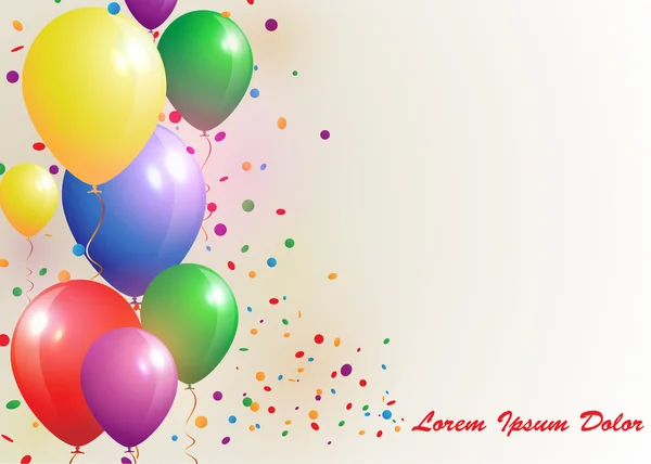 Vackra vektor ballonger bakgrund med konfetti — Stock vektor