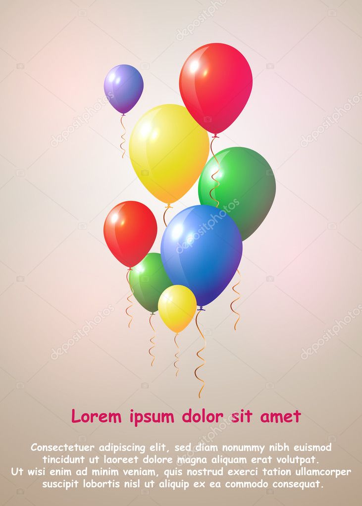 Beautiful Vector Baloons Background with Copyspace