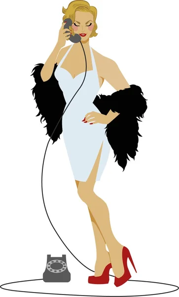 Pin Up of Woman Talking on the Phone — Stock Vector