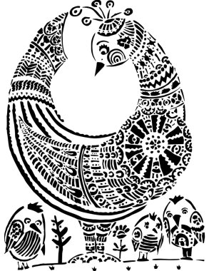 Hen with chicks clipart