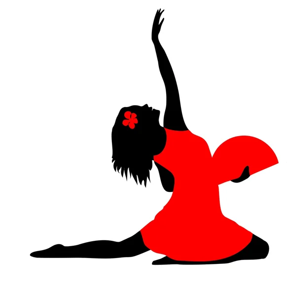 杨妇女在红裙舞蹈 — 图库矢量图片