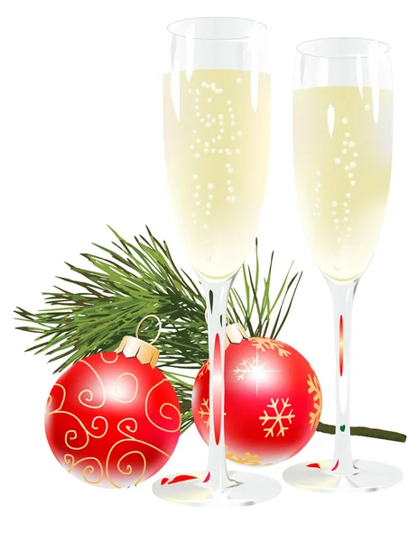 Champagne e ballo di Capodanno — Vettoriale Stock