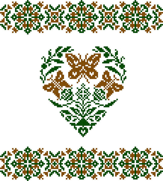 Embroidered good like handmade cross-stitch ethnic pattern