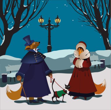 Foxes winter clipart