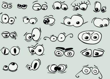 Funny cartoon eyes set clipart