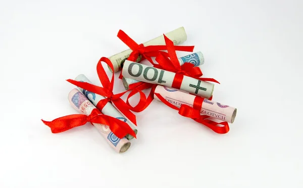 Dinheiro e arcos vermelhos — Fotografia de Stock