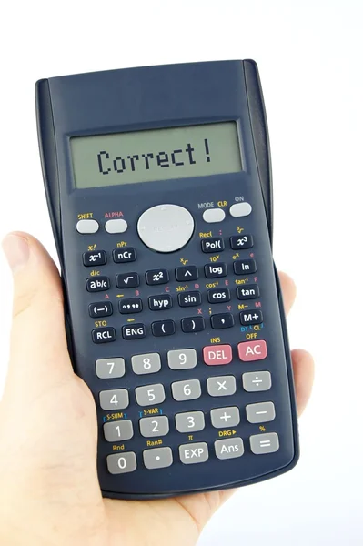 Correct answer on calculator — Stock Photo, Image