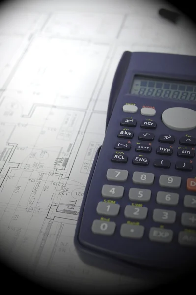 Kalkulator i projektów — Zdjęcie stockowe