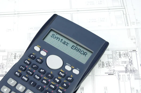 Kalkulator - błąd składni — Zdjęcie stockowe