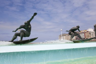 Fountain in Riazor, La Coruña, Spain clipart