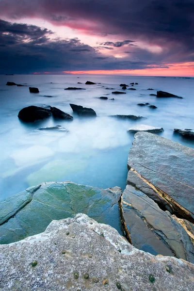 Plaża barrika o zmierzchu, bizkaia (Hiszpania) — Zdjęcie stockowe