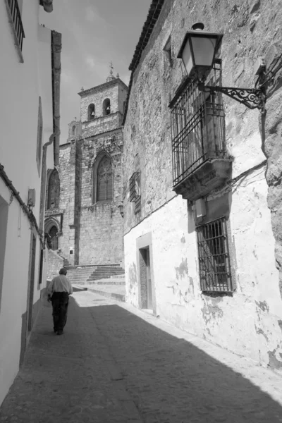 Street, Trujillo, a fekete-fehér — Stock Fotó