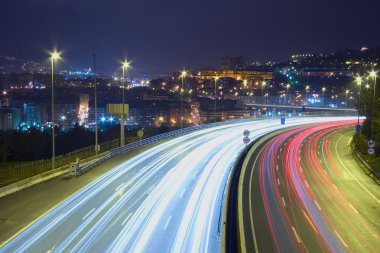 Trails of vehicles in Bilbao, Bizkaia, Spain clipart