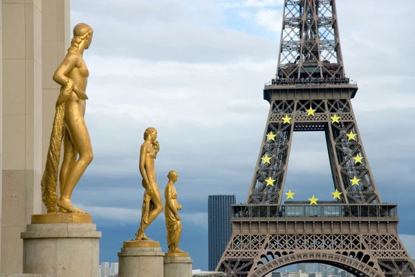 Eiffel-torony, a trocadero, paris, Franciaország — Stock Fotó