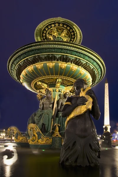 Plaats van concorde at nacht, Parijs, Frankrijk — Stockfoto