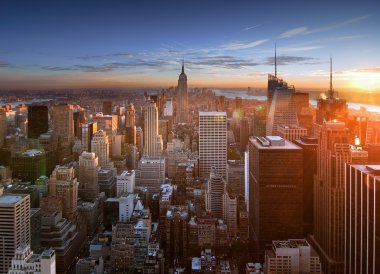 Sunset over manhattan clipart