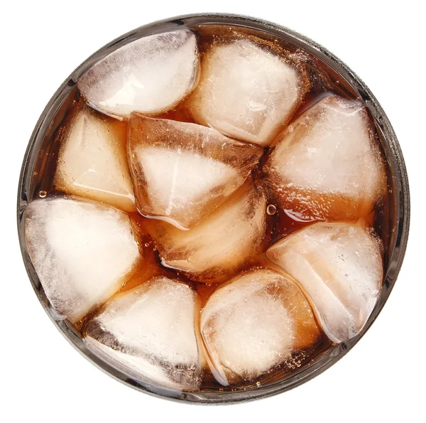 Cola with ice in glass — Stock Photo, Image