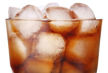 Cola with ice in glass clipart