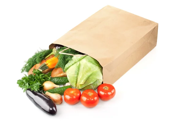 Paper bag with products — Stock Photo, Image