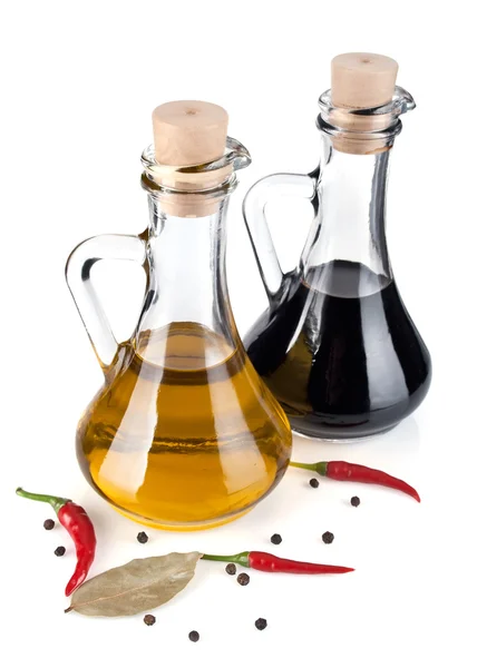 Оливкова олія та бальзамічний оцет — стокове фото