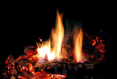 Fire in fireplace clipart