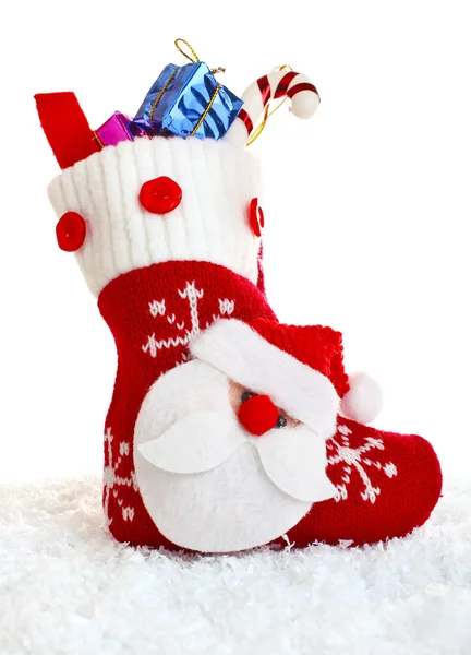 Noel çorap hediye ile — Stok fotoğraf