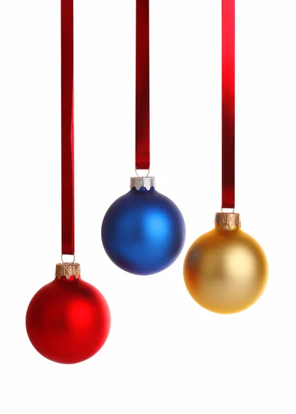 3 つの色のクリスマスの装飾 — ストック写真