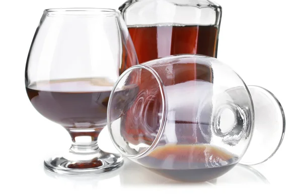 Cognac in goblet and decanter — Stock Photo, Image